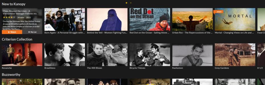 Image of films from Kanopy website.